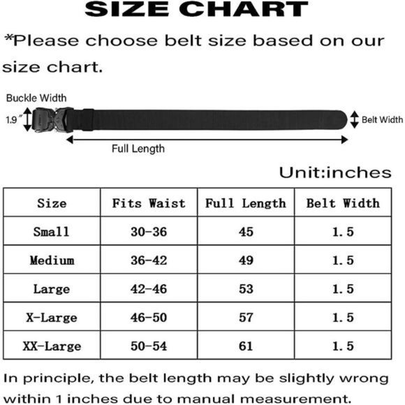 Tactical Belt Military Hiking Rigger Nylon Web w Heavy Duty Quick Release Buckle - Picture 2 of 6